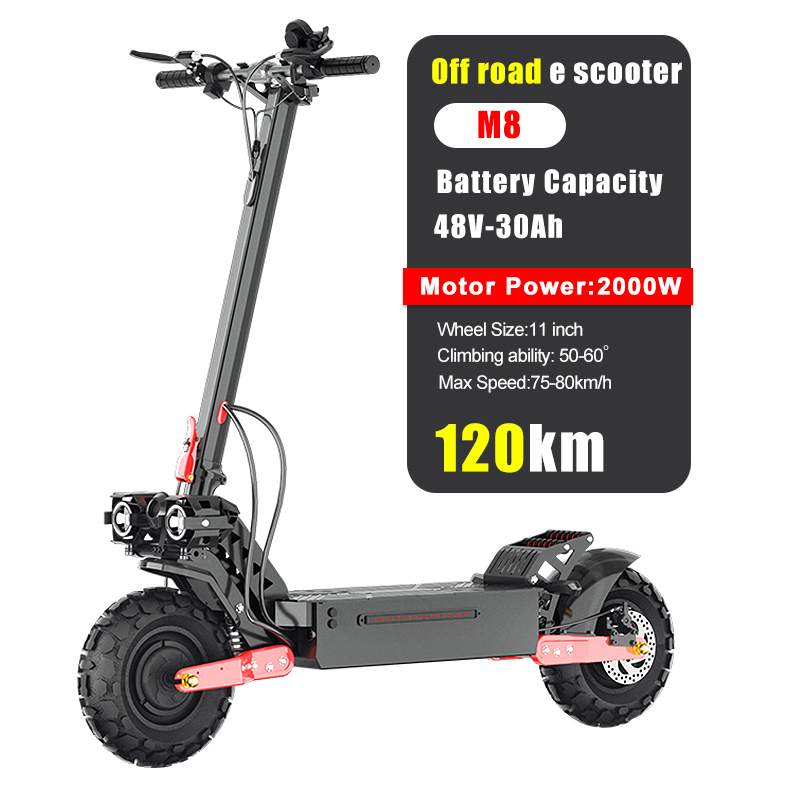 Powerful High Power 11 дюймов 120 км междугородной взрослых 2000W двойной мотор внедорожный Электрический скутер