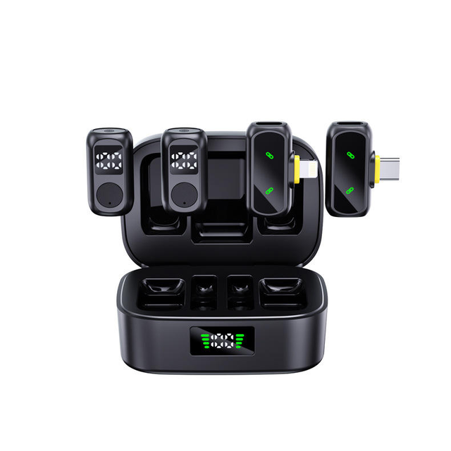 QY88 Lapel Microphone 2-drag 2 Digital Display New Model for Mobile Phone Live Streaming Noise Reduction Reverb Function
