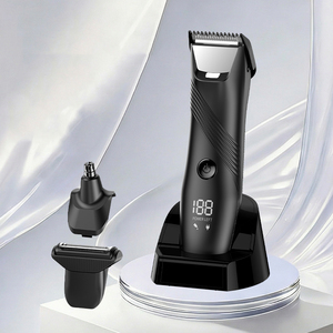 Groin & Body Hair Trimmer with <b>Mirror</b> Dual-Head Beard Trimmer & Foil Blades Wet & Dry Groomer Electric Ball Pubic Trimmer <b>Shaver</b> - Product Image 2