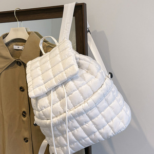 Down Plaid <b>Backpack</b> Women's Bag Large Capacity <b>Lightweight</b> Drawstring Closure Everyday Use Summer 2024 - Product Image 4