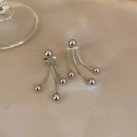 Boucles d'oreilles pendantes en acier inoxydable, bijoux pour femmes, vestes, gland, chaîne, goutte d'eau, boule, perle, clous d'oreilles