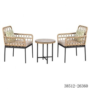 Conjunto de Muebles de Jardín de Ratán Contemporáneo de 2 Plazas, Resistentes a la Intemperie, con Estructura Metálica 38512-26360 - Product Image 1