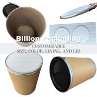 Tambour en carton cylindrique de qualité alimentaire, personnalisé, 50 kg, durable, imperméable, rouge, résistant à l'humidité, avec couvercle en plastique et seau en fibre