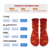 Chaussettes mi-mollet personnalisées à motif étoile et lune, élastiques, respirantes, confortables, pour le sport et le quotidien, taille unique, logo personnalisé disponible