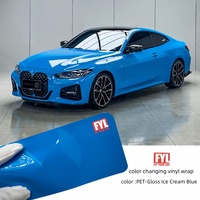 Film Vinyle Brillant pour Covering Automobile, Matériau PET, Film Changeant de Couleur, Auto-adhésif avec Technologie Air Release, Film de Styling pour Véhicule, Covering Automobile Bleu