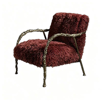 Fauteuil individuel de luxe, style designer, fauteuil lounge artistique en laiton, pour villa, manoir, salon, usage domestique, fauteuil sur mesure