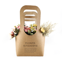 Sac à main pliable en kraft pour fleurs préservées, forme créative personnalisée, rose, finition mate, gaufrage, boîte portable pour fleurs