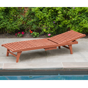 <span class=keywords><strong>Chaise</strong></span> inclinable d'extérieur en bois, Patio, piscine avec plateau coulissant - Product Image 2