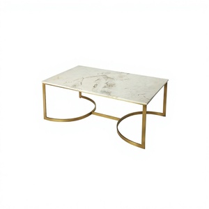Mesa de Centro de Diseño Moderno y Elegante, Ecológica y Personalizable, con Cubierta de Mármol Dorado, a Bajo Precio, con Aspecto Real, Muebles para Sala de Estar - Product Image 1