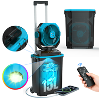 Ventilador Portátil de Camping con Batería de 30000mAh, Humidificador con Nebulización de 15000ml, 4 Velocidades, Oscilación Automática de 120 Grados, Control Remoto y Luz