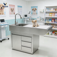 Table de toilettage pour animaux réglable avec structure en acier inoxydable pour usage vétérinaire et en salon de beauté pour animaux