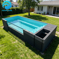 Piscine Modulaire Encastrée en Fibre de Verre de Grande Taille 40x20 pieds, Jacuzzi Personnalisé avec Jets Thérapeutiques, pour Complexes de Loisirs Élégants