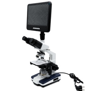 Microscope biologique composé avec écran LCD de 10,1 pouces, oculaire WF10X, objectifs achromatiques 4X-100X, condenseur d'Abbe - Product Image 2