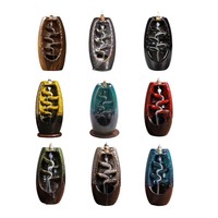 Porte-encens en céramique, 10 cônes inclus, brûleur en cascade pour encens, cônes fendus, deux tailles différentes, idéal pour cadeau