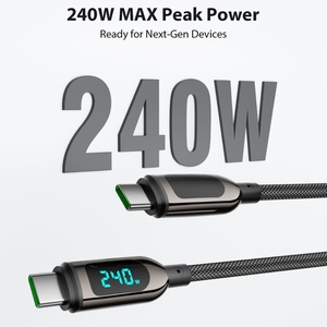 Cable USB C a USB C con Pantalla Digital de 100W 240W 66W, Precio de Fábrica, Cable de Carga Rápida y Sincronización de Datos para iPad Air - Product Image 1