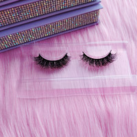 Vendeur de cils de marque privée faux cils naturels duveteux faux vison cheveux synthétiques d cur cils en bande russes