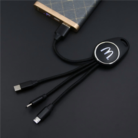 Çok şarj kablosu anahtarlık şarj aleti kablosu aydınlık logolu, 3 in 1 çoklu USB C hızlı şarj Combo IOS/tip C/USB A/USB C