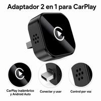 Adaptador Inalámbrico CarPlay y Android Auto 2 en 1, Dongle USB Inteligente para Coche
