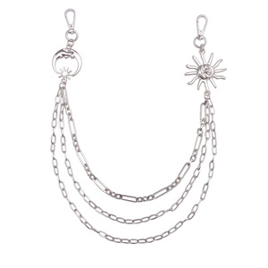 Cadena de cintura de varias capas con diseño de sol y luna, estilo tibetano, plateada, estilo hip hop, para uso diario. - Product Image 5