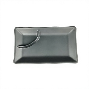 Plato Rectangular de Melamina Negra para Sushi, Plato para Aperitivos Japoneses con Compartimento para Salsa, Bandeja para Servir en Restaurantes, 7.8 Pulgadas - Product Image 4