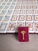 CHIVAN Mahjong de luxe moderne en acrylique, édition internationale, avec chiffres anglais, pour 4 joueurs, thème Ginkgo doré, pour fêtes et jeux décontractés