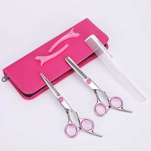 Pink Hair Styling <b>Tools</b> Set Thinning Shears Flat Shears Comb <b>Clips</b> Bag Stainless Steel Durable Salon Barber Use - Product Image 1