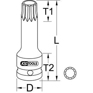 KS TOOLS 1/2" Special impact <b>bit</b> socket for <b>spline</b> (XZN) screws, 72mm, M12 - Product Image 4