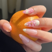 Faux Ongles en Acrylique Souple de Luxe en Forme d'Amande avec Fleurs 3D Personnalisées, Imperméables et Réutilisables – Vente en Gros, Fournisseur d'Usine OEM ODM