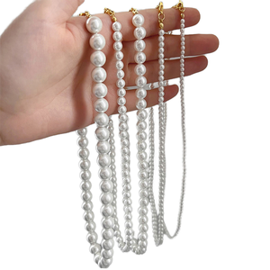 Zooying 4mm 5mm 6mm 8mm 10mm blanc rond français Vintage <span class=keywords><strong>fièvre</strong></span> perles collier ras du cou pour femmes et hommes - Product Image 1