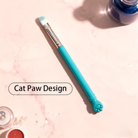 Pinceau à lèvres et à ongles 2-en-1 en forme de patte de chat, en poils synthétiques, pour masque et baume à lèvres, maquillage et nail art, portable