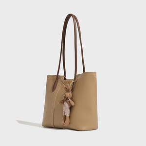 Bolso Tote Grande de PU para Mujer, Nuevo Estilo, Textura Suave, Patrón de Hilo, Forro de Poliéster, Cierre de Cremallera, Lujoso y Versátil para el Trabajo - Product Image 2