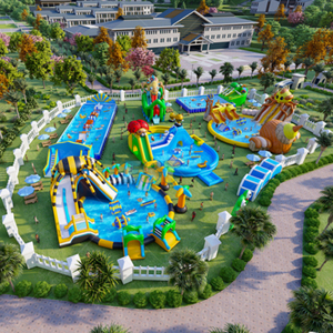 Parc aquatique terrestre de nouvelle conception Fun City Solution unique Parc d'attractions gonflable Parc aquatique terrestre avec piscine à toboggans - Product Image 2