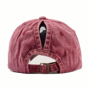 Casquette de baseball en coton délavé uni, avec trou pour queue de cheval, idéale pour l'été, les sports de plein air et le quotidien – Vente en gros - Product Image 4