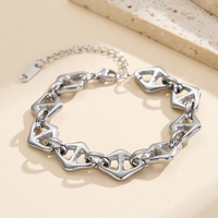 Bracelet chaîne épaisse en acier inoxydable plaqué or 18 carats STCB07 PVD, maillons losanges creux, pour femmes et hommes