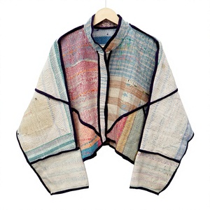 Chaqueta Reversible de Algodón para Mujer, Estilo Boho, con Cuello Mandarín, Hecha a Mano, Vintage, con Parches Kantha, Ecológica y de Secado Rápido, ART&ART - Product Image 1