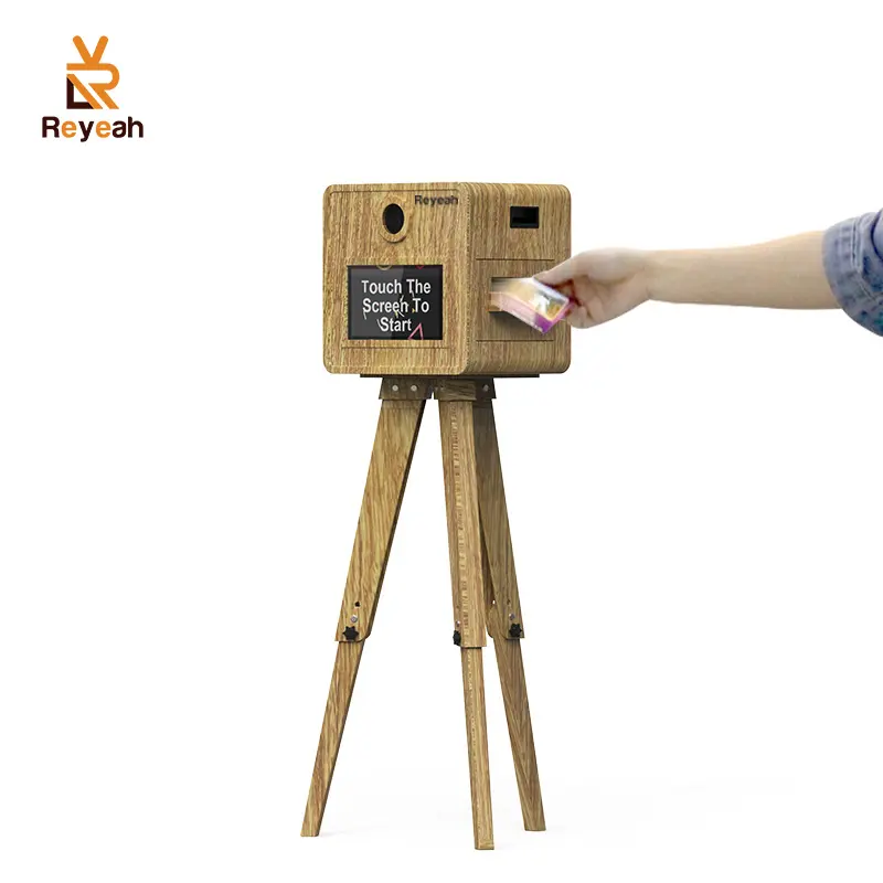 Wooden Design Natural Photo Booth Stand With Printer Camera Photo Booth