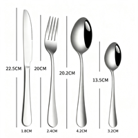 Ensemble de couverts classiques en acier inoxydable 304 poli miroir, couteau, fourchette, cuillère à long manche, ustensiles de table pour la maison et l'hôtel, vente en gros