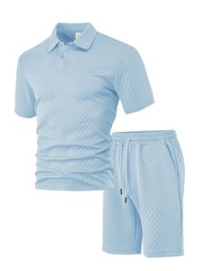Tute da <span class=keywords><strong>Uomo</strong></span> OEM ODM, <span class=keywords><strong>Completo</strong></span> Casual con Polo Jacquard e Pantaloncini, Set Due Pezzi per <span class=keywords><strong>Uomo</strong></span> - Product Image 6