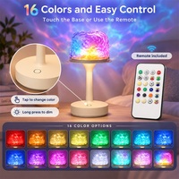 Lampe de douche étanche, projecteur d'ondes océaniques, lampe de table rechargeable sans fil, 16 couleurs, télécommande, salle de bain, chambre à coucher