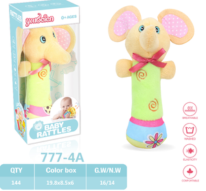 Juguete Sonajero de Peluche Suave para Bebés, <span class=keywords><strong>6</strong></span> Diseños de Animales (Abeja/León/Elefante/Oso/Jirafa), Sonajero Sensorial para la Dentición de Bebés Recién Nacidos - Product Image 2