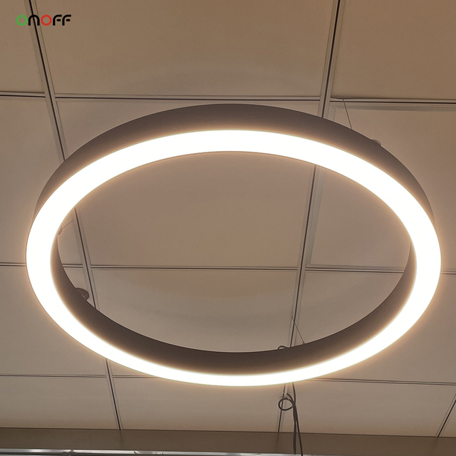 Office LED Linear Light Dali Dimmable Hanging Aluminum Circular Ring Light 100lm/w