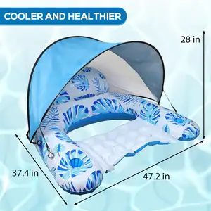 Adult Inflatable Pool Chair Leisure Pool Float With Canopy