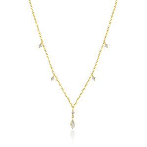 ทำจากเงินสเตอร์ลิง18 K เครื่องประดับแฟชั่นสร้อยคอจี้เพทายรูปทรงเรขาคณิตสำหรับผู้หญิง - Product Image 4