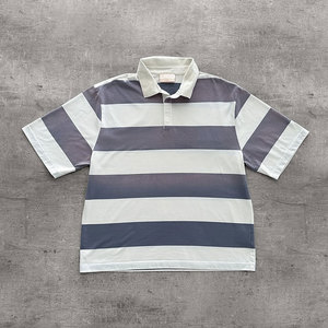 Polo da Rugby con Logo Personalizzato OEM, Stampa a Righe Sfumate, <span class=keywords><strong>Taglie</strong></span> Grandi, Stile Estivo da Strada, <span class=keywords><strong>Camicia</strong></span> a Maniche Corte da <span class=keywords><strong>Uomo</strong></span> - Product Image 2