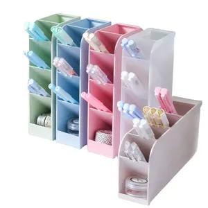 Kleurrijke Slant Plastic Briefpapier Bureau Tafel Top Cosmetica Opslag Pen Box Pen Houder Container Pot Voor Potlood Vaas Gebruik