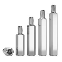 Entretoises hexagonales de précision personnalisées Jeasnn en laiton femelle-femelle, vis entretoises mâles en acier inoxydable M2, longueur 18 mm, avec rondelle fendue