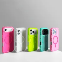 Casing Armor 3-in-1 Frosted Untuk IPhone 17 17Pro Max 16 Pro 15 Pro 14 13 12 11 Pengisian Daya Nirkabel Magnetik Pelindung Anti Benturan