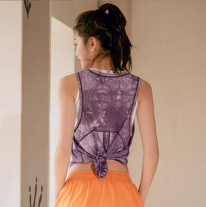 Blusa deportiva transpirable de malla <span class=keywords><strong>con</strong></span> logotipo personalizado para mujer, camiseta sin mangas de secado rápido para correr y hacer ejercicio - Product Image 5