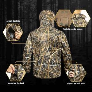 Ensemble de chasse personnalisé, veste à capuche camouflage, pantalon, softshell respirant, coupe-vent, imperméable, équipement de plein air pour hommes - Product Image 3
