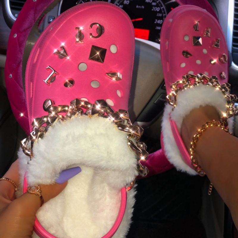 custom crocs with fur